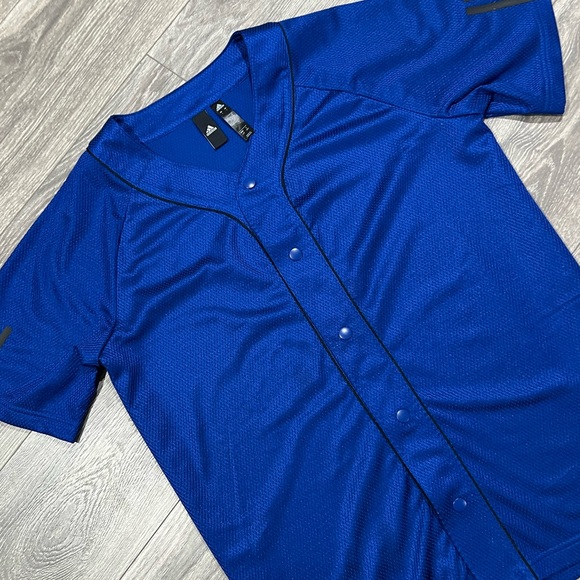 5/$7 💰 Adidas Athletic Baseball Jersey Mesh Button Shirt Royal Blue - Picture 6 of 16